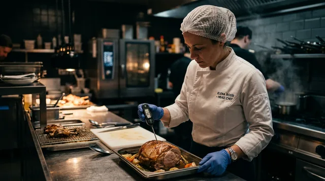 HACCP kritik kontrol noktasını izleyen mutfak personeli
