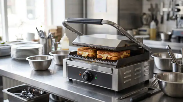 Sanayi tipi tost makinesinde kızaran tostlar